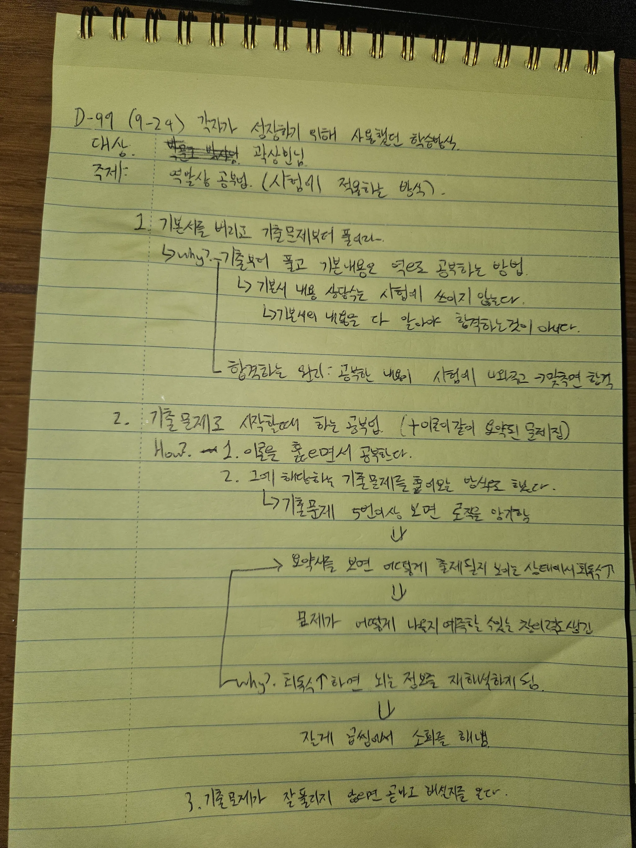 9월 24일 손필기 — 역발상 공부법